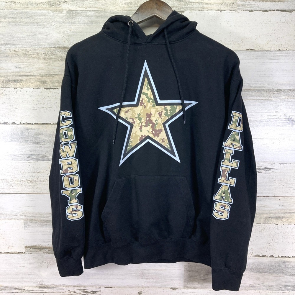 NFL Dallas Cowboys Pacific & Co Mens Black Camo Star Hoodie Sweatshirt Size M
